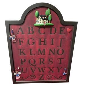 VTG Home Interiors Deep Red Americana Alphabet Board With Charm Magnets